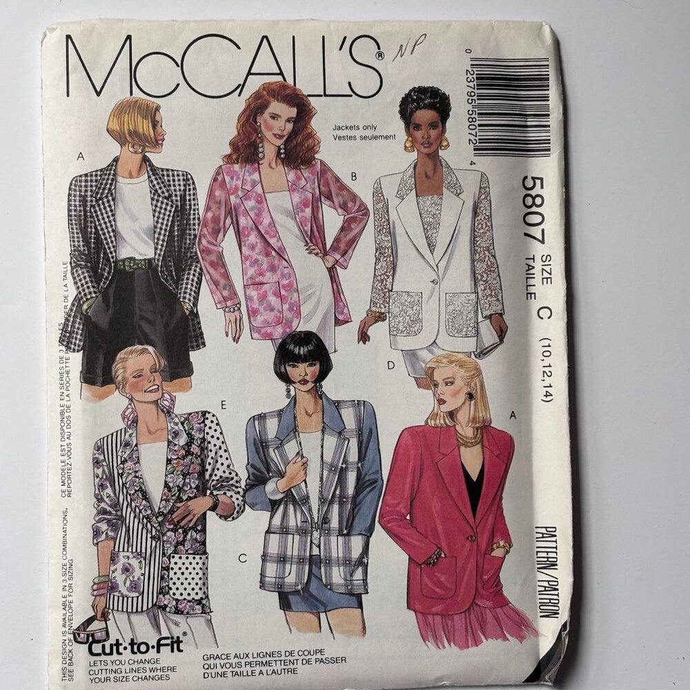 Jacket McCall's Uncut Pattern 5807 (10, 12, 14)